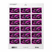 ピンクのシマウマ ストライプ アニマル プリント ラベル (フルシート)