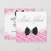 ピンクのシマウマ バット・ミツバの招待状 招待状 (正面/裏面)