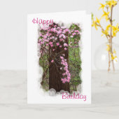 ピンクのシャクナゲのバースデー・カード カード (黄色い花)