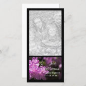 ピンクのシャクナゲの花のたった今結婚しました結婚ズ 案内状 (正面/裏面)