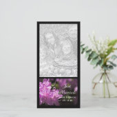 ピンクのシャクナゲの花のたった今結婚しました結婚ズ 案内状 (スタンド正面)