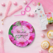 ピンクのシャクナゲの花の第80誕生日 ペーパープレート (パーティー)