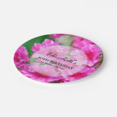 ピンクのシャクナゲの花の第80誕生日 ペーパープレート (アングル)