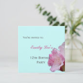 ピンクのシャクナゲの花パーティの招待状 招待状 (スタンド正面)