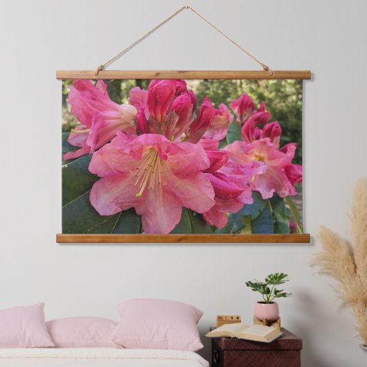 ピンクのシャクナゲの花 フローラル 吊り下げ型タペストリー (寝室)