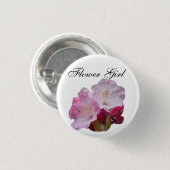 ピンクのシャクナゲ結婚の花のボタン 缶バッジ (正面&裏面)
