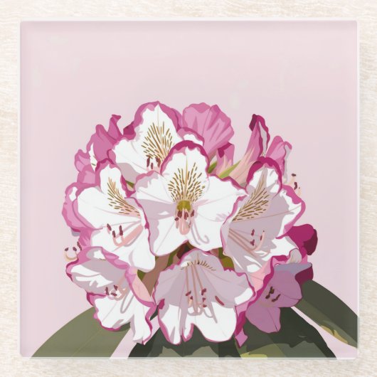 ピンクのシャクナゲ花ガラスコースター ガラスコースター (正面)