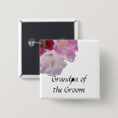 ピンクのシャクナゲ花ボタン 缶バッジ (正面&裏面)