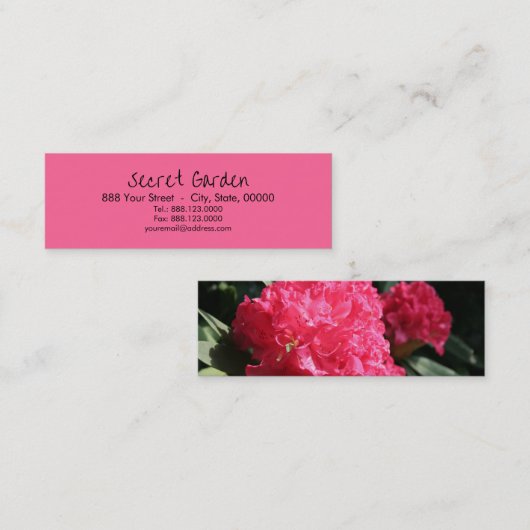 ピンクのシャクナゲ2ミニ名刺 スキニー名刺 (正面/裏面)