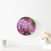 ピンクのシャクナゲ ラウンド壁時計 (ホーム)