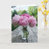 ピンクのシャクヤクのつぼ カード (黄色い花)