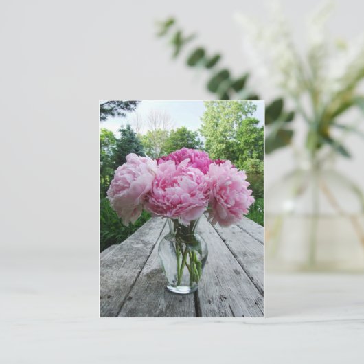 ピンクのシャクヤクのつぼ ポストカード (スタンド正面)