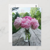 ピンクのシャクヤクのつぼ ポストカード (正面/裏面)