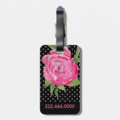 ピンクのシャクヤクのカスタムな荷物のラベル ラゲッジタグ (裏面縦)