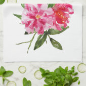 ピンクのシャクヤクのシャクヤクの水彩画の花のふきん キッチンタオル (折り畳み)