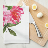 ピンクのシャクヤクのシャクヤクの水彩画の花のふきん キッチンタオル (四つ折り)