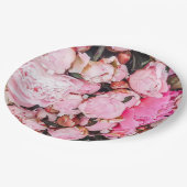 ピンクのシャクヤクのパーティーのデザイン ペーパープレート (アングル)