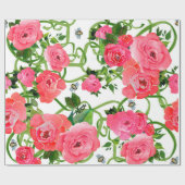 ピンクのシャクヤクの包装紙 ラッピングペーパー (フラット)