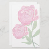 ピンクのシャクヤクの文房具 便箋 (正面/裏面)