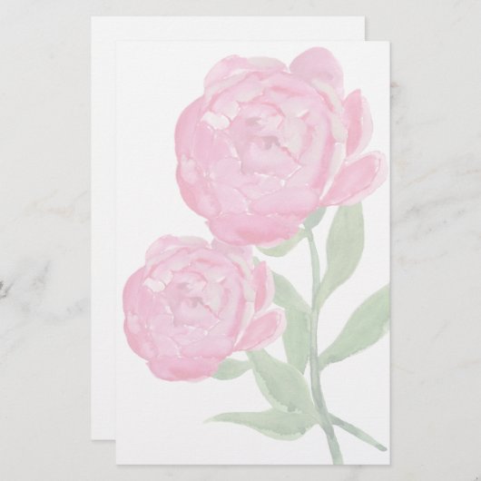 ピンクのシャクヤクの文房具 便箋 (正面/裏面)