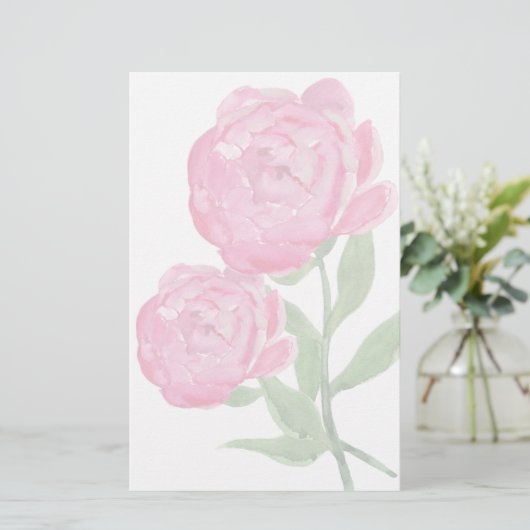 ピンクのシャクヤクの文房具 便箋 (スタンド正面)