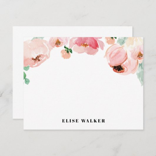 ピンクのシャクヤクの春の花柄|のパーソナライズな文房具 招待状 (正面/裏面)