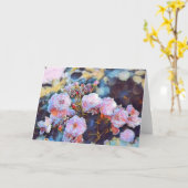 ピンクのシャクヤクの水彩画のブランクのノート カード (黄色い花)