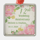 ピンクのシャクヤクの第12結婚記念日のオーナメント メタルオーナメント
