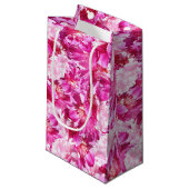 ピンクのシャクヤクの花のギフトバッグ スモールペーパーバッグ (正面アングル)
