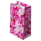 ピンクのシャクヤクの花のギフトバッグ スモールペーパーバッグ (裏面アングル)