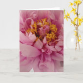 ピンクのシャクヤクの花のブランクの挨拶状 カード (黄色い花)