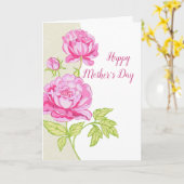 ピンクのシャクヤクの花柄(写真)カード カード (黄色い花)