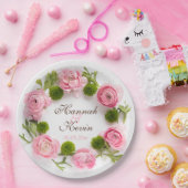 ピンクのシャクヤクの花 ペーパープレート (パーティー)