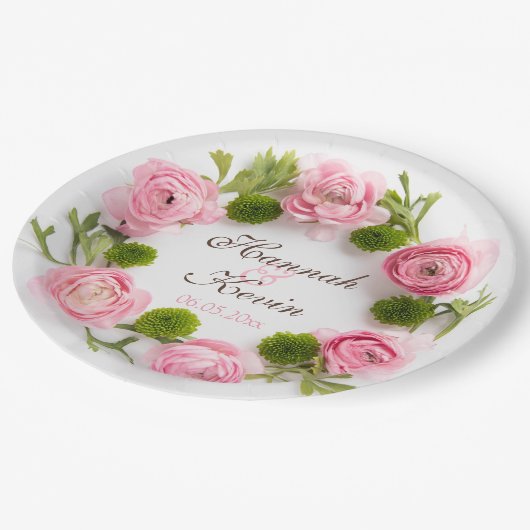 ピンクのシャクヤクの花 ペーパープレート (アングル)