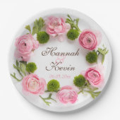 ピンクのシャクヤクの花 ペーパープレート (正面)