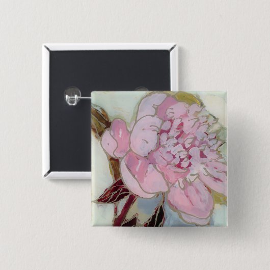 ピンクのシャクヤクの花 缶バッジ (正面&裏面)