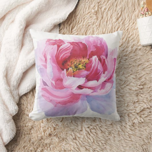 ピンクのシャクヤクの装飾用クッション クッション (ブランケット)