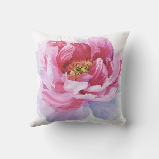 ピンクのシャクヤクの装飾用クッション クッション (裏面)