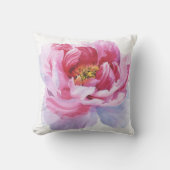 ピンクのシャクヤクの装飾用クッション クッション (正面)