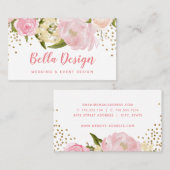 ピンクのシャクヤクの金ゴールドの紙吹雪の名刺 名刺 (正面/裏面)