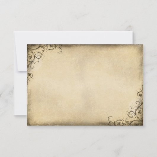 ピンクのシャクヤクの開花が付いている古い結婚RSVPカード 出欠カード (裏面)