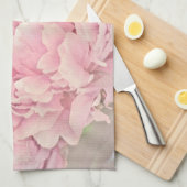 ピンクのシャクヤク キッチンタオル (四つ折り)