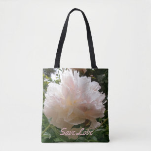 ピンクのシャクヤクBlossom.text. トートバッグ