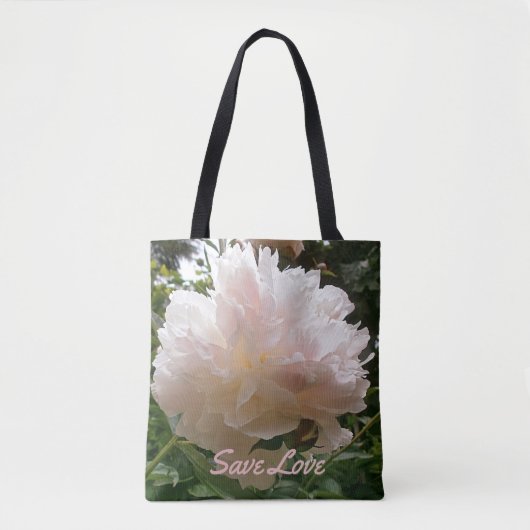 ピンクのシャクヤクBlossom.text. トートバッグ (正面)