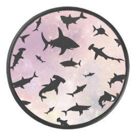 ピンクのシャドーフィッシュサメのグラデーション銀河系宇宙 アイスホッケーパック