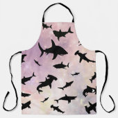 ピンクのシャドーフィッシュサメのグラデーション銀河系宇宙 エプロン (正面)