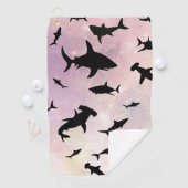 ピンクのシャドーフィッシュサメのグラデーション銀河系宇宙 ゴルフタオル (インサイチュ)