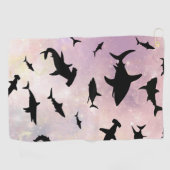 ピンクのシャドーフィッシュサメのグラデーション銀河系宇宙 ゴルフタオル (横)