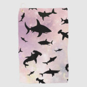 ピンクのシャドーフィッシュサメのグラデーション銀河系宇宙 ゴルフタオル (正面)