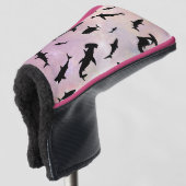 ピンクのシャドーフィッシュサメのグラデーション銀河系宇宙 ゴルフヘッドカバー (3/4 正面)